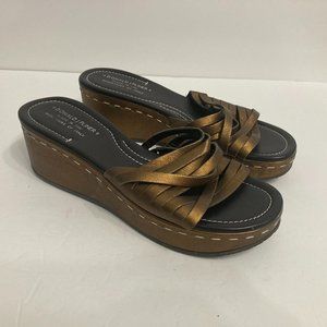 90s Y2K Chunky Strappy Sandals Size 9 Bronze Color Donald J Pliner Cybercore